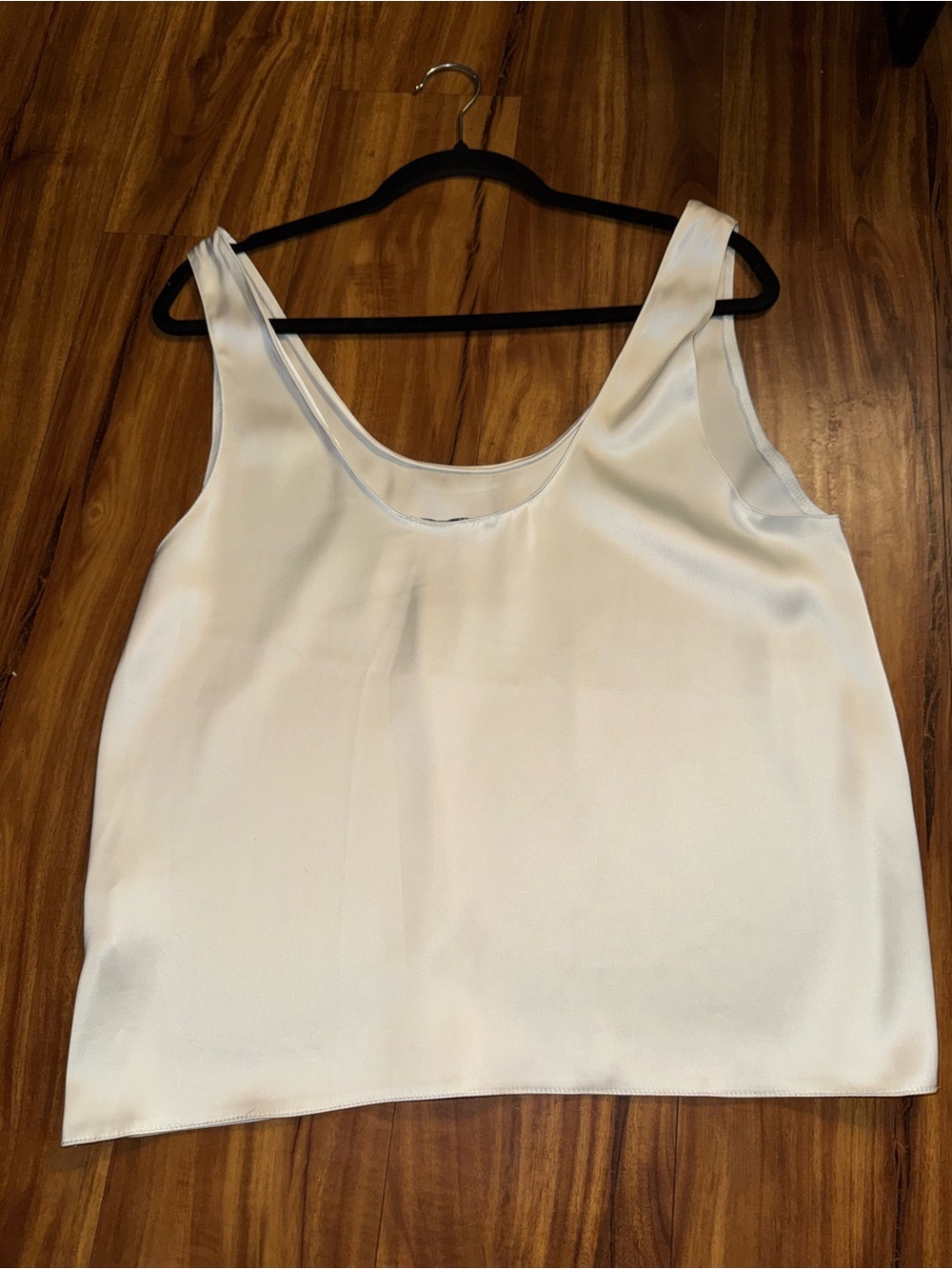 Zara Satin Scoop Neck Tank Top in Ivory - Picture 4 of 6